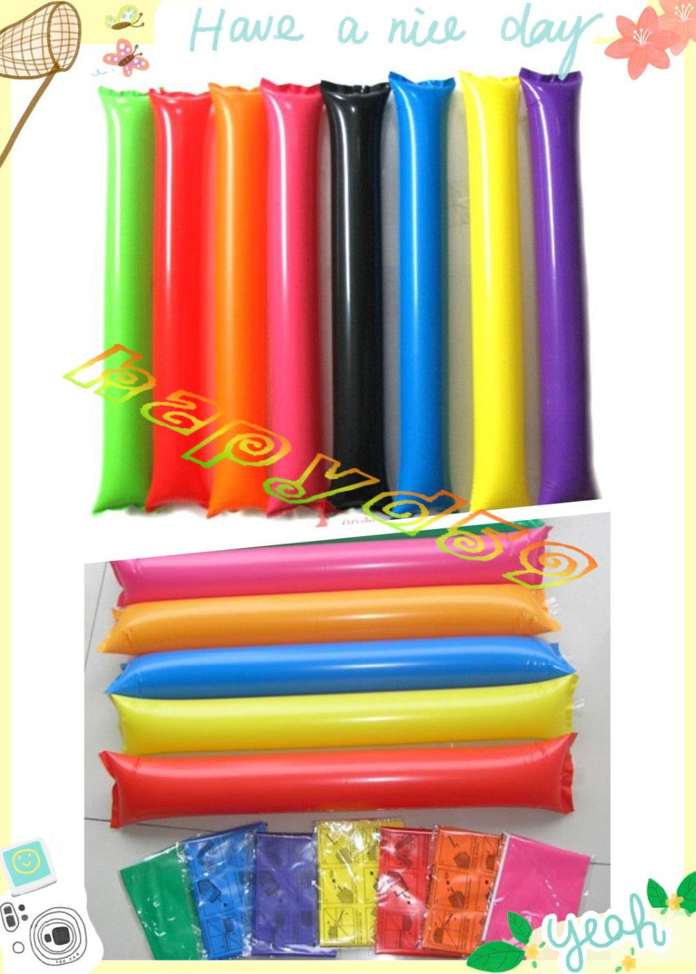 100pcs 60cm clapper ballon beach Inflatable Sticks – Ryancart