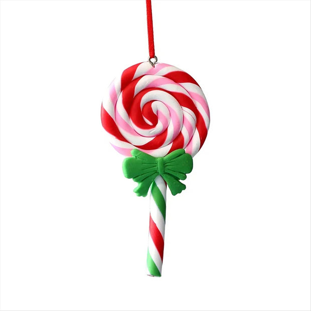 Christmas Tree Decoration Ornament Soft Clay Lollipop Red White Candy Cane