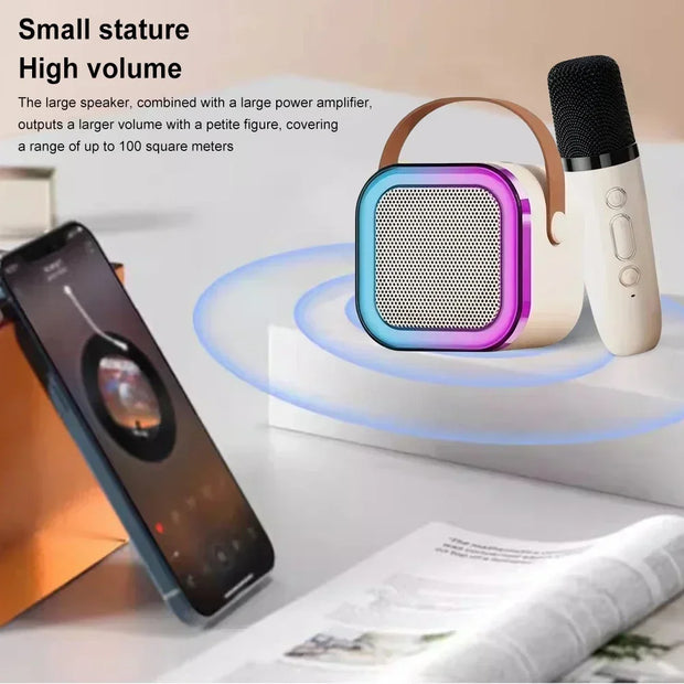 3 in 1 Wireless Microphone Karaoke Machine (Bluetooth Speaker, LED Lights, Microphone, Premium quality)