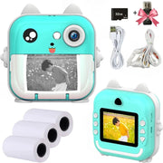 Children Digital Camera 1080P HD for Kids Thermal Print Camera Instant Print Photo Video Educational Gift With 32G Memory Card