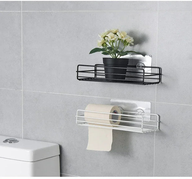 Corner StoraBathroom Organizer Shelf Wall Mounted Corner Storage Shelves Shampoo Holder Cosmetic Rack Iron Shower Drain Basket