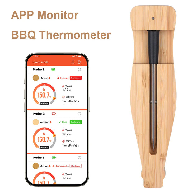 Meat Probe Bluetooth Smart APP Control BBQ Thermometers
