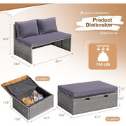 Patio Day Bed with 2 Side Tables