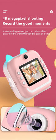 Children Digital Camera 1080P HD for Kids Thermal Print Camera Instant Print Photo Video Educational Gift With 32G Memory Card