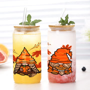 1pc Thanksgiving Gnome 3d Pattern Glass Can Coffee Cup