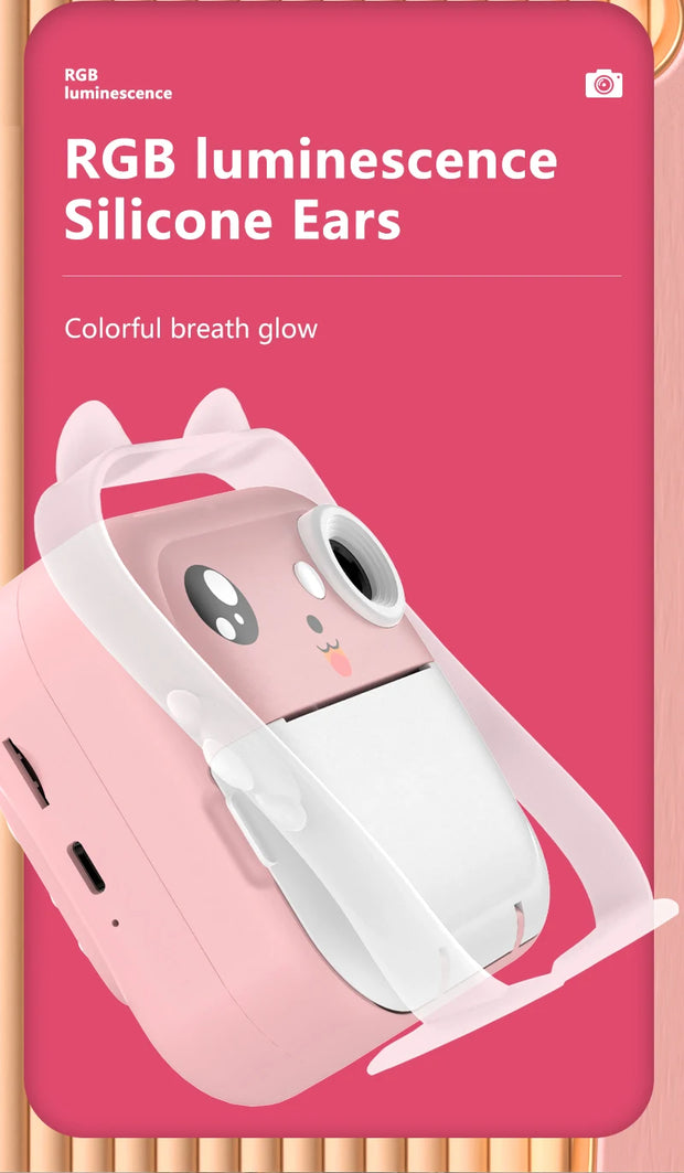 Children Digital Camera 1080P HD for Kids Thermal Print Camera Instant Print Photo Video Educational Gift With 32G Memory Card