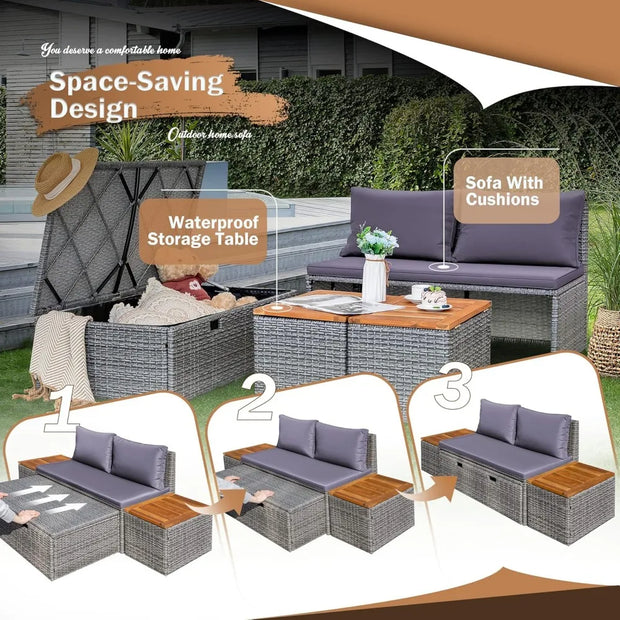 Patio Day Bed with 2 Side Tables