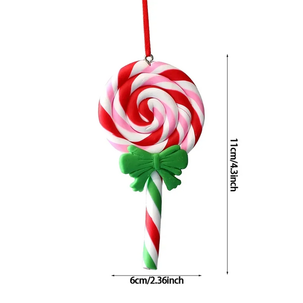 Christmas Tree Decoration Ornament Soft Clay Lollipop Red White Candy Cane