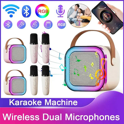 3 in 1 Wireless Microphone Karaoke Machine (Bluetooth Speaker, LED Lights, Microphone, Premium quality)