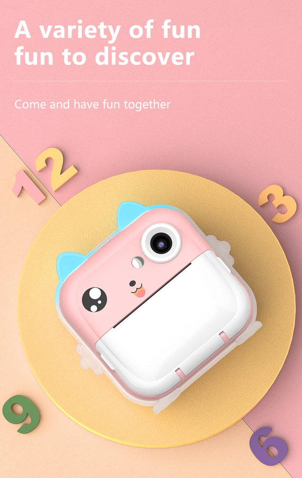 Children Digital Camera 1080P HD for Kids Thermal Print Camera Instant Print Photo Video Educational Gift With 32G Memory Card