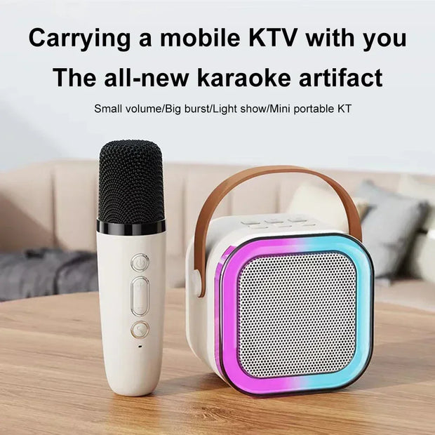 3 in 1 Wireless Microphone Karaoke Machine (Bluetooth Speaker, LED Lights, Microphone, Premium quality)