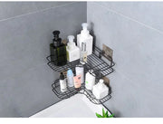 Corner StoraBathroom Organizer Shelf Wall Mounted Corner Storage Shelves Shampoo Holder Cosmetic Rack Iron Shower Drain Basket