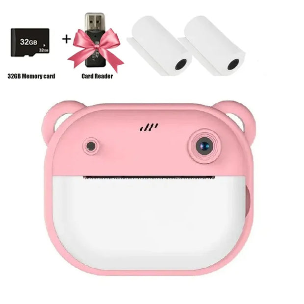 Children Digital Camera 1080P HD for Kids Thermal Print Camera Instant Print Photo Video Educational Gift With 32G Memory Card