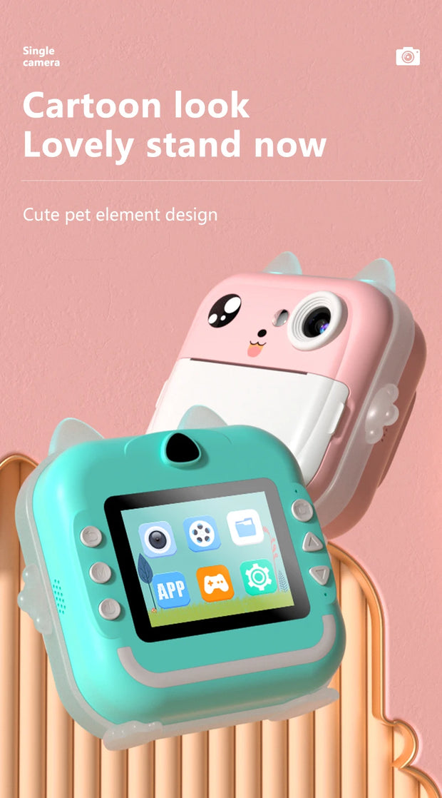 Children Digital Camera 1080P HD for Kids Thermal Print Camera Instant Print Photo Video Educational Gift With 32G Memory Card