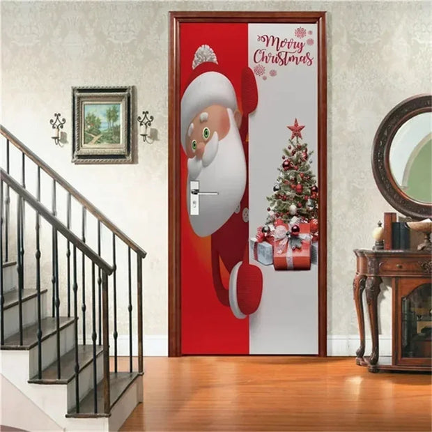 Santa Claus Door Stickers Christmas Wallpaper