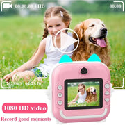 Children Digital Camera 1080P HD for Kids Thermal Print Camera Instant Print Photo Video Educational Gift With 32G Memory Card