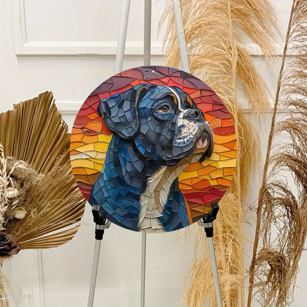 Cute Pet Dog Gift Round Aluminum Plates Decorative Wall Poster