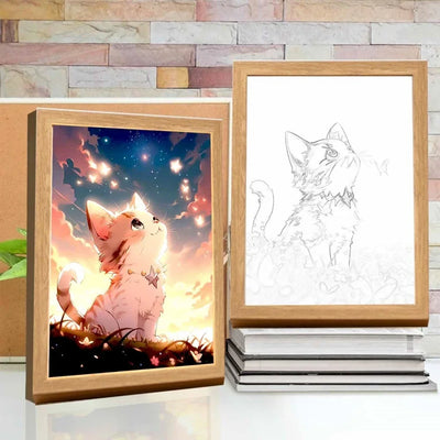 Cute Pet Cat Decorative Sketch Drawing Frame