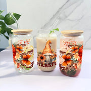 1pc Thanksgiving Gnome 3d Pattern Glass Can Coffee Cup