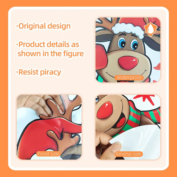 Cartoon Christmas gift snowman wreath background decoration wall sticker