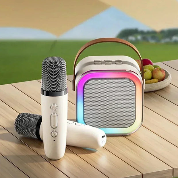 3 in 1 Wireless Microphone Karaoke Machine (Bluetooth Speaker, LED Lights, Microphone, Premium quality)