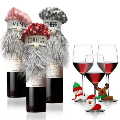 Christmas Wine Glass Decorations Santa Claus Snowman Gifts