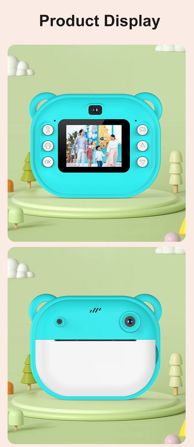 Children Digital Camera 1080P HD for Kids Thermal Print Camera Instant Print Photo Video Educational Gift With 32G Memory Card
