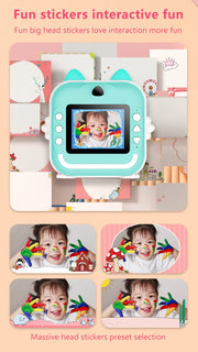 Children Digital Camera 1080P HD for Kids Thermal Print Camera Instant Print Photo Video Educational Gift With 32G Memory Card