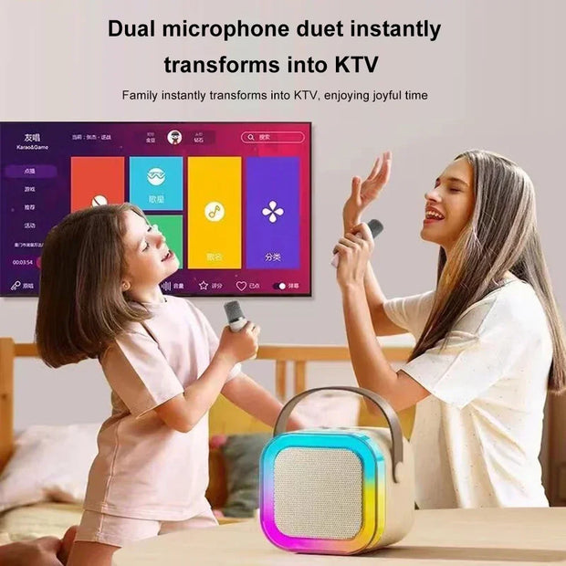 3 in 1 Wireless Microphone Karaoke Machine (Bluetooth Speaker, LED Lights, Microphone, Premium quality)