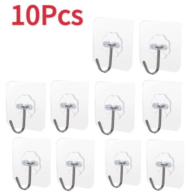 Transparent Self Adhesive Wall Hooks Heavy Duty Multi-Purpose Wall Hook Key Holder Towel Holder For Kitchen Bathroom Accessories