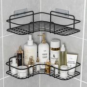 Corner StoraBathroom Organizer Shelf Wall Mounted Corner Storage Shelves Shampoo Holder Cosmetic Rack Iron Shower Drain Basket