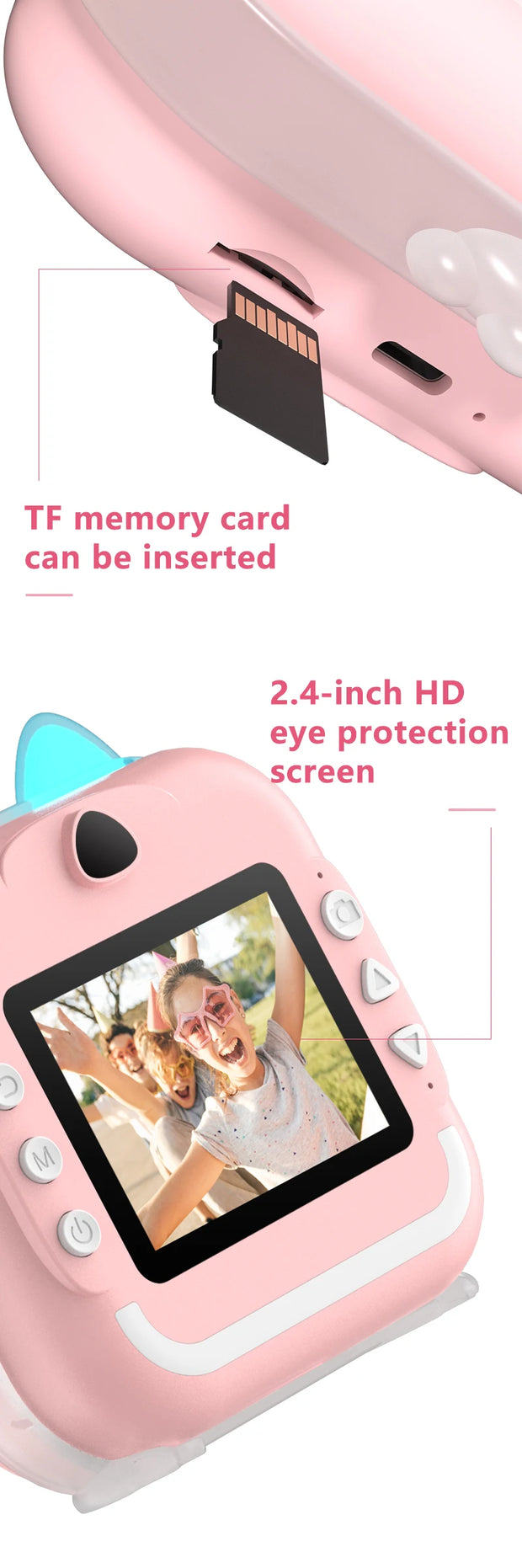 Children Digital Camera 1080P HD for Kids Thermal Print Camera Instant Print Photo Video Educational Gift With 32G Memory Card