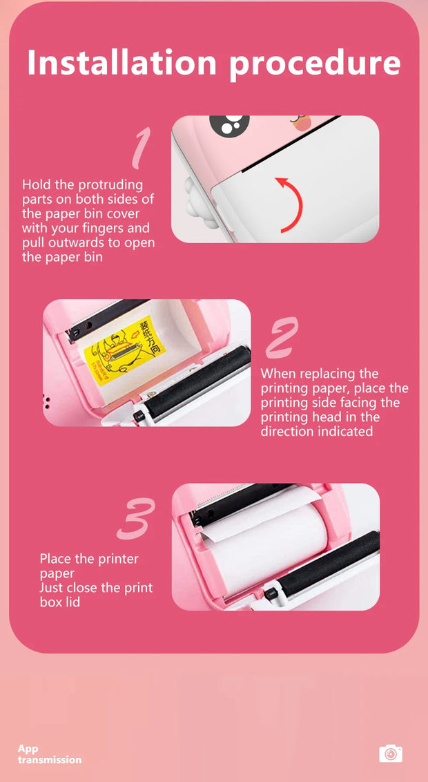 Children Digital Camera 1080P HD for Kids Thermal Print Camera Instant Print Photo Video Educational Gift With 32G Memory Card