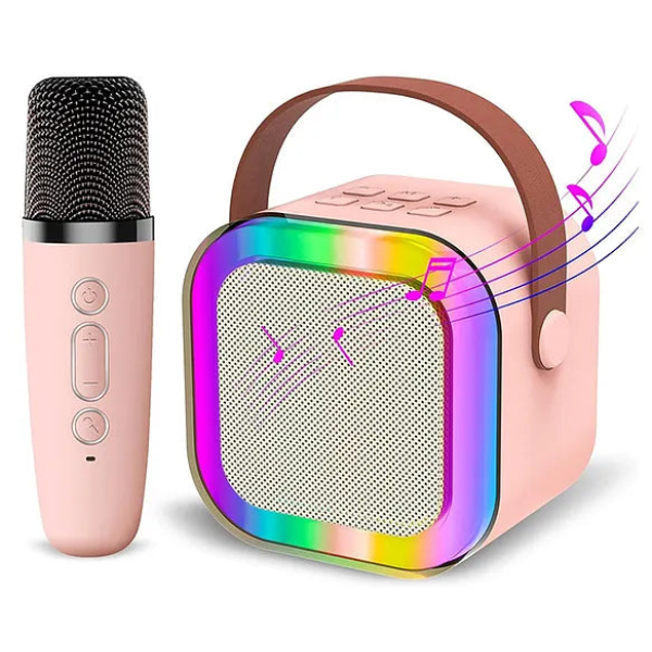 3 in 1 Wireless Microphone Karaoke Machine (Bluetooth Speaker, LED Lights, Microphone, Premium quality)